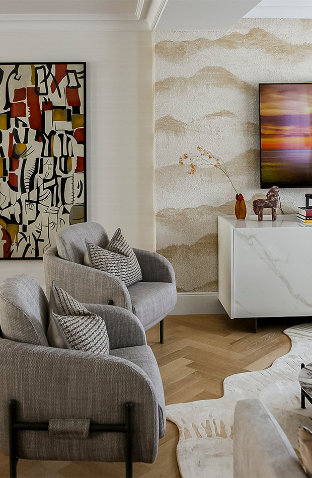 Living room chairs and art - modern corner decor